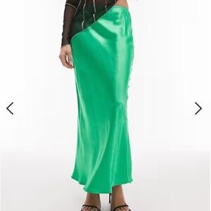 Topshop satin midi skirt bright green- BRAND NEW